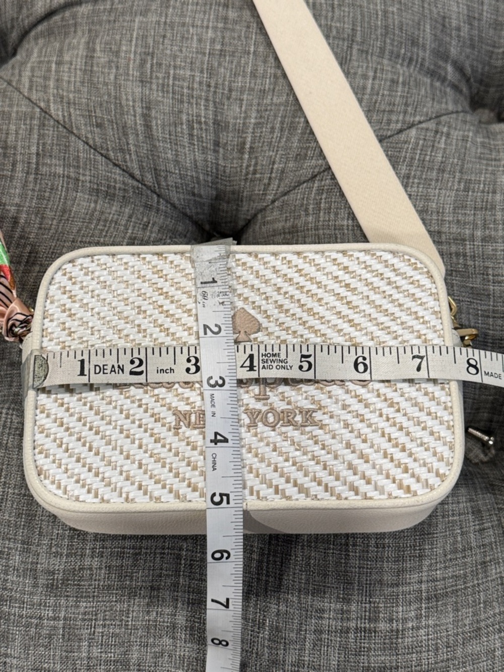 kate spade Bag Oh Snap Straw Camera Logo Woven Cream Crossbody - Picture 13 of 17